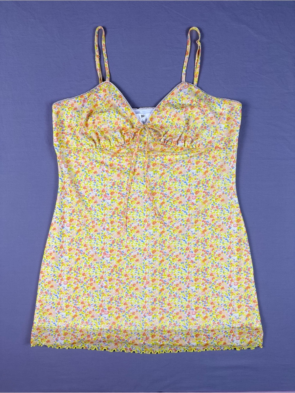 BP Floral Yellow Tie-Front Dress